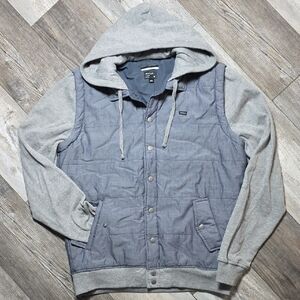 RVCA | Men's Puffer-style Vest Hybrid Fleece II Hoodie Jacket Sz Md